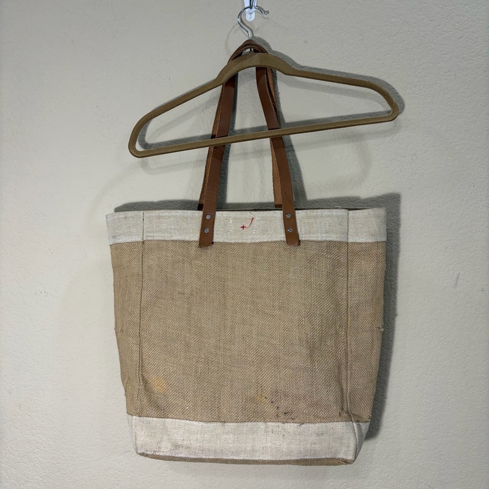 Apolis Global Citizen Burlap Market Tote Bag Santa Monica California USA Cottage - Picture 4 of 14